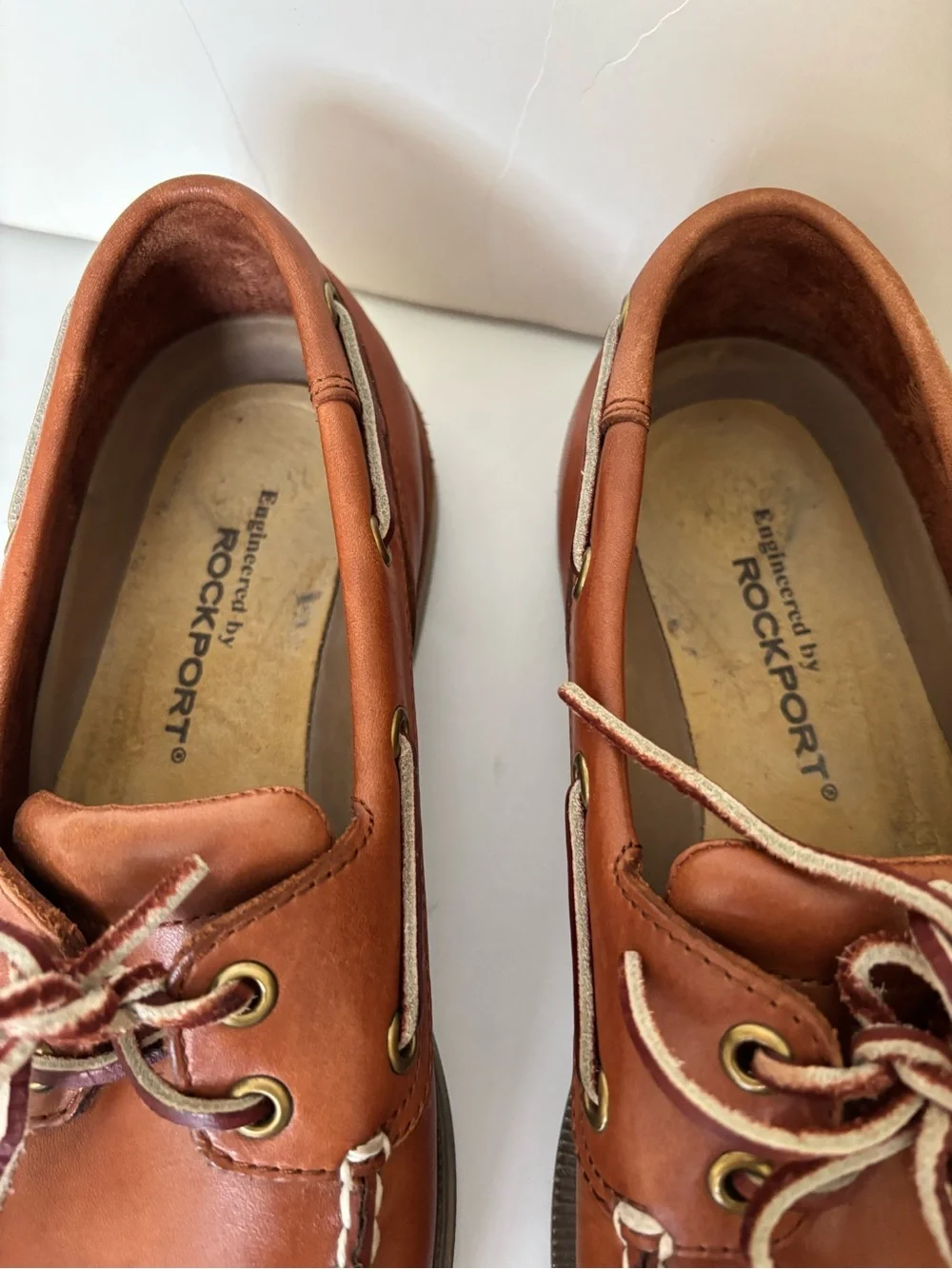 ROCKPORT Men’s Tan Leather Boat Shoes Size 8.5